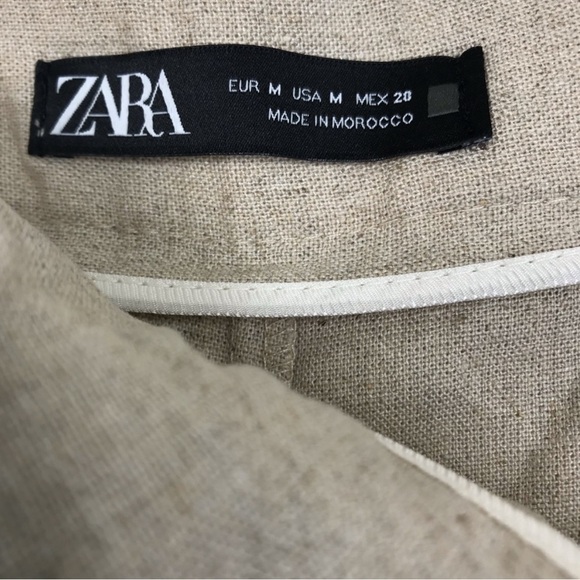 Zara Pareo Wide Leg Asymmetrical Pants Pant M Linen Blend - Picture 8 of 15